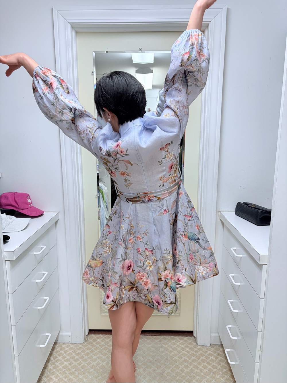 🔥CLEARANCE🔥 NWOT Zimmermann Lavender Floral Linen Mini Dress, Size AU 0 - Picture 2 of 16